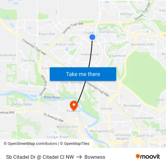 Sb Citadel Dr @ Citadel Cl NW to Bowness map