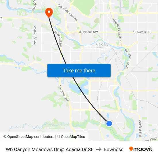 Wb Canyon Meadows Dr @ Acadia Dr SE to Bowness map