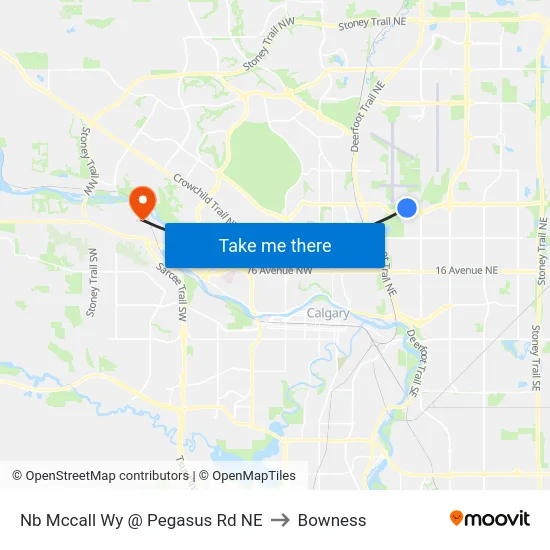 Nb Mccall Wy @ Pegasus Rd NE to Bowness map