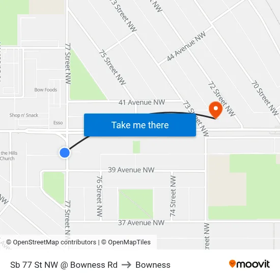 Sb 77 St NW @ Bowness Rd to Bowness map