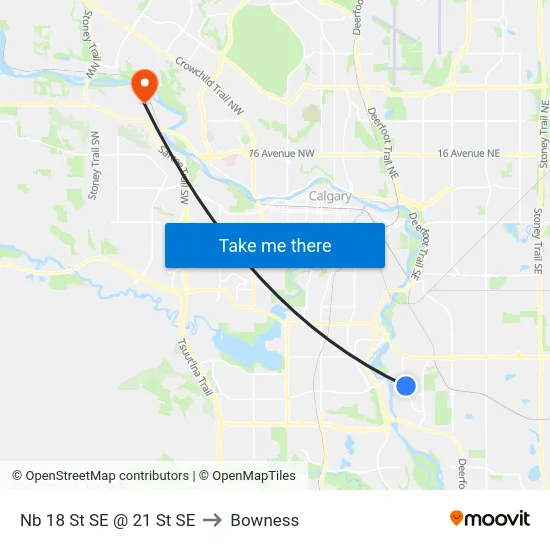 Nb 18 St SE @ 21 St SE to Bowness map