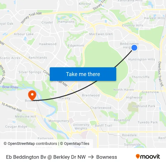 Eb Beddington Bv @ Berkley Dr NW to Bowness map