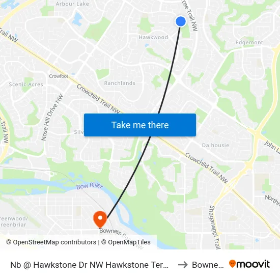 Nb @ Hawkstone Dr NW Hawkstone Terminal to Bowness map
