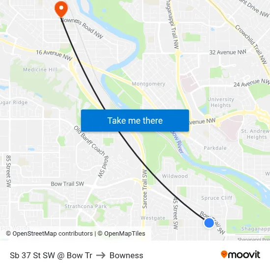 Sb 37 St SW @ Bow Tr to Bowness map