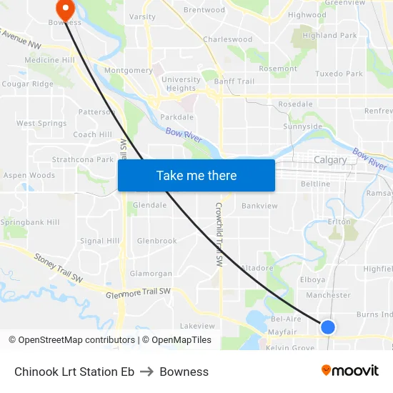 Chinook Lrt Station Eb to Bowness map