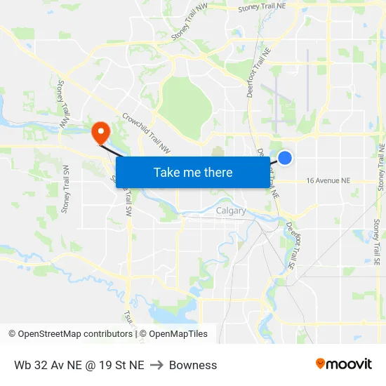 Wb 32 Av NE @ 19 St NE to Bowness map