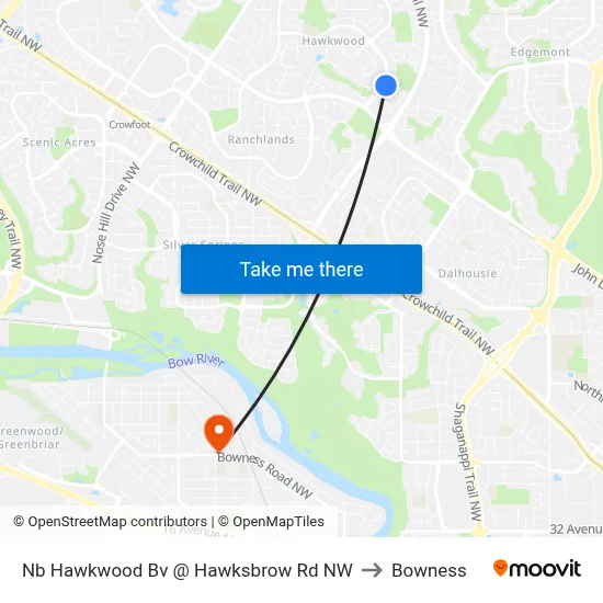 Nb Hawkwood Bv @ Hawksbrow Rd NW to Bowness map