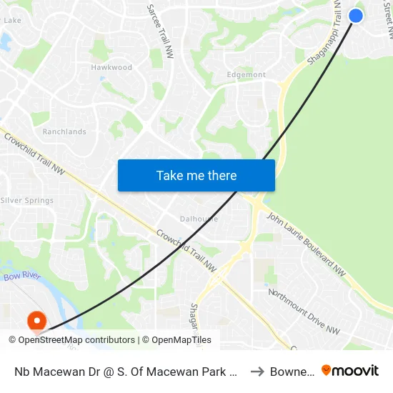 Nb Macewan Dr @ S. Of Macewan Park Cl NW to Bowness map
