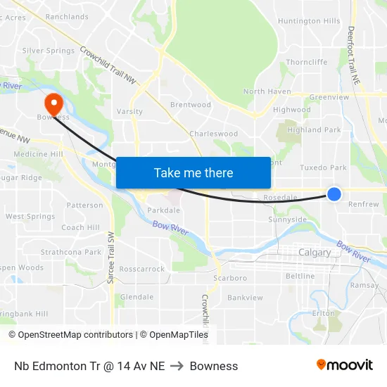 Nb Edmonton Tr @ 14 Av NE to Bowness map