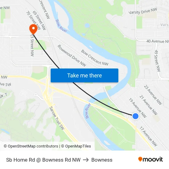 Sb Home Rd @ Bowness Rd NW to Bowness map