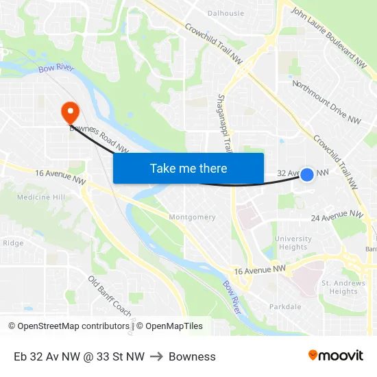 Eb 32 Av NW @ 33 St NW to Bowness map