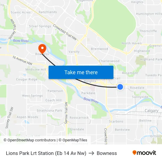 Lions Park Lrt Station (Eb 14 Av Nw) to Bowness map