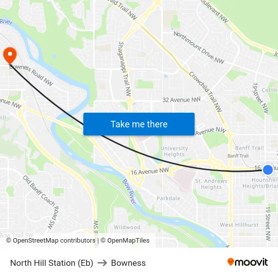 North Hill Station (Eb) to Bowness map