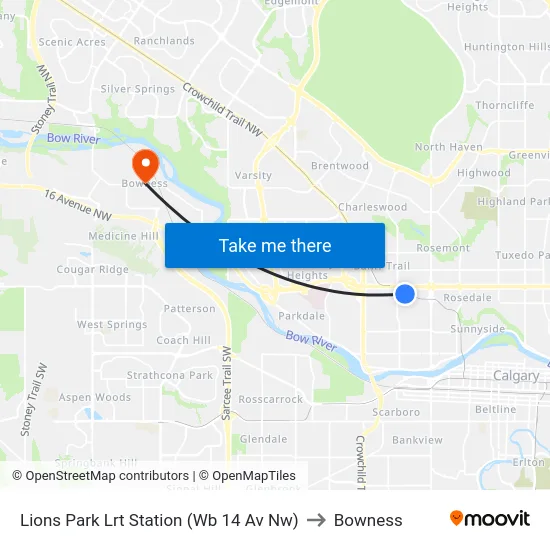 Lions Park Lrt Station (Wb 14 Av Nw) to Bowness map