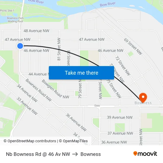 Nb Bowness Rd @ 46 Av NW to Bowness map