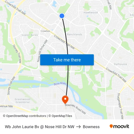 Wb John Laurie Bv @ Nose Hill Dr NW to Bowness map