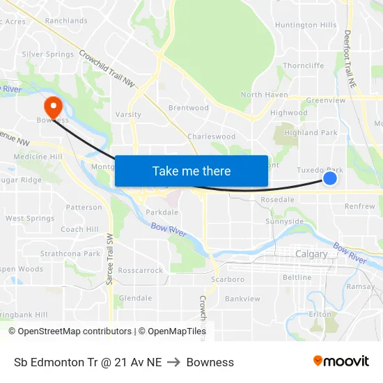 Sb Edmonton Tr @ 21 Av NE to Bowness map