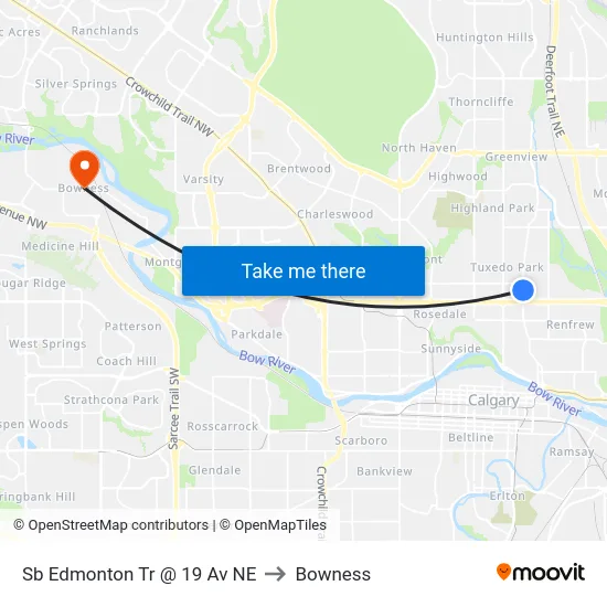 Sb Edmonton Tr @ 19 Av NE to Bowness map