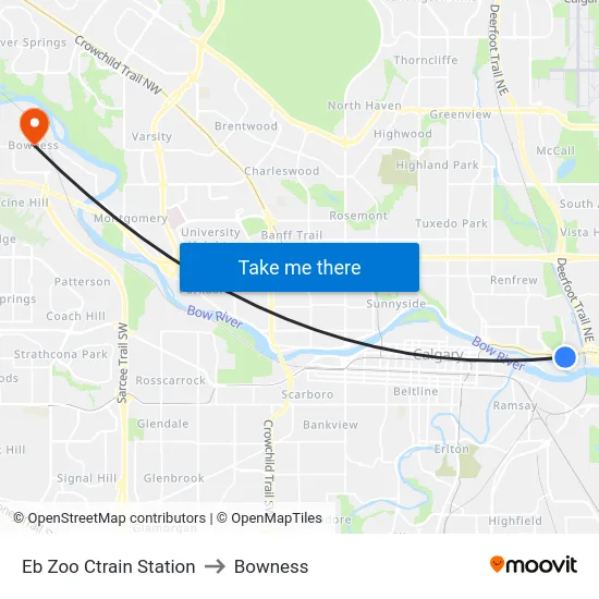 Eb Zoo Ctrain Station to Bowness map