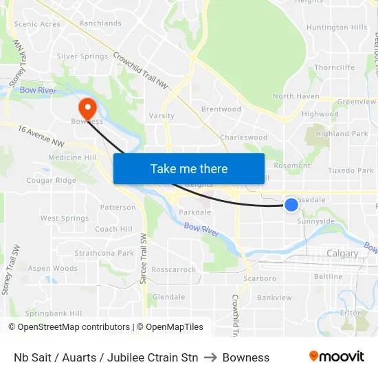 Nb Sait / Auarts / Jubilee Ctrain Stn to Bowness map
