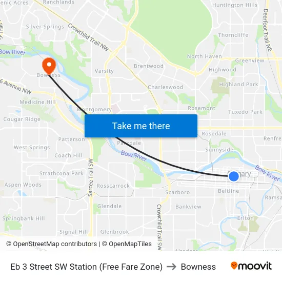 Eb 3 Street SW Station (Free Fare Zone) to Bowness map