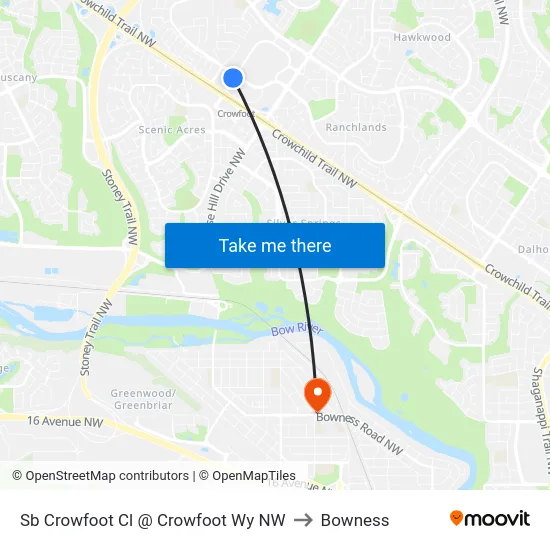 Sb Crowfoot Cl @ Crowfoot Wy NW to Bowness map