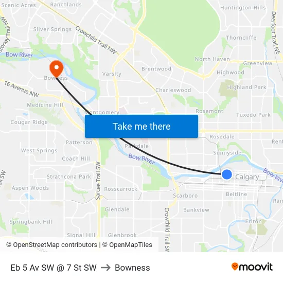 Eb 5 Av SW @ 7 St SW to Bowness map