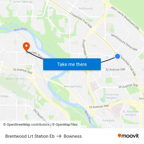 Brentwood Lrt Station Eb to Bowness map
