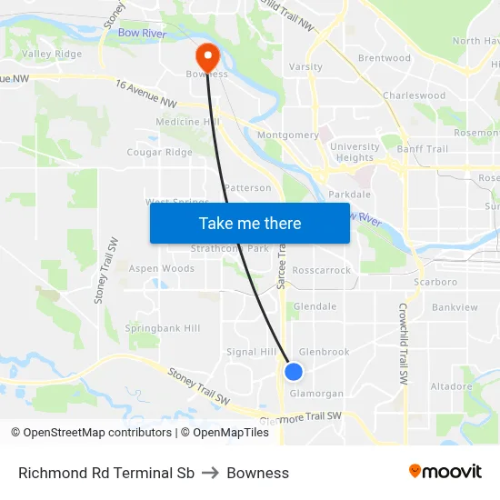 Richmond Rd Terminal Sb to Bowness map