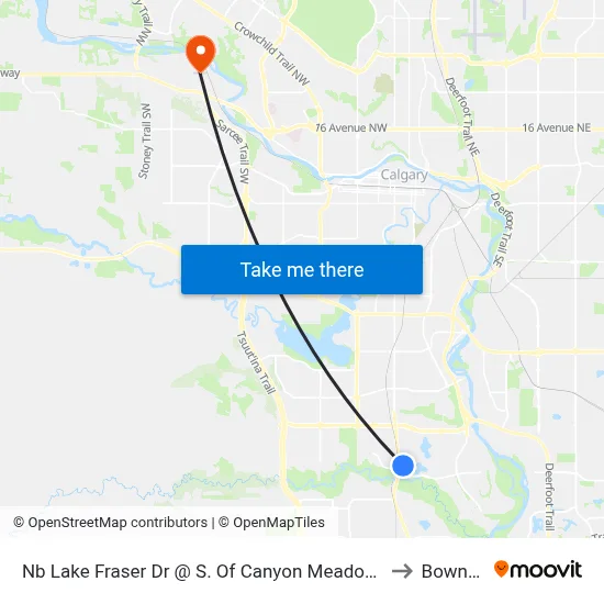 Nb Lake Fraser Dr @ S. Of Canyon Meadows  Lrt Stn to Bowness map
