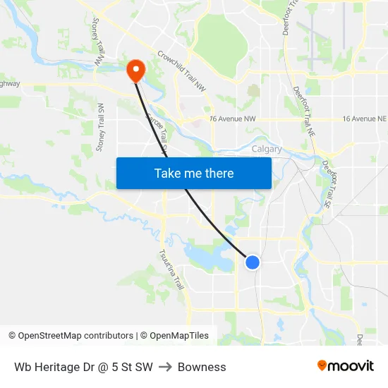 Wb Heritage Dr @ 5 St SW to Bowness map