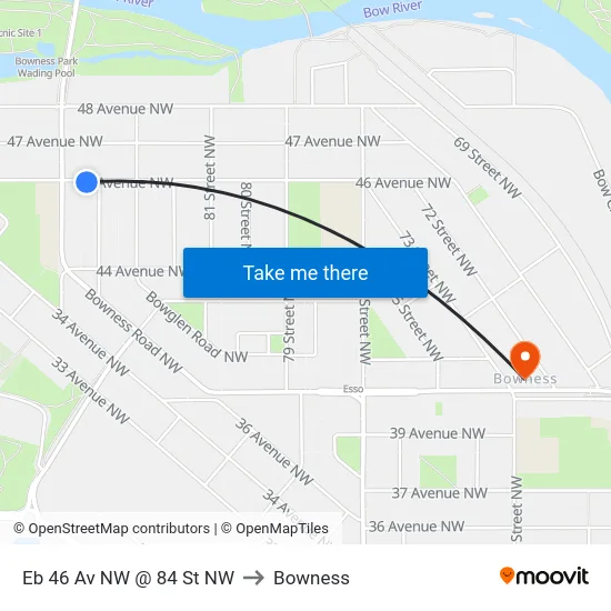 Eb 46 Av NW @ 84 St NW to Bowness map