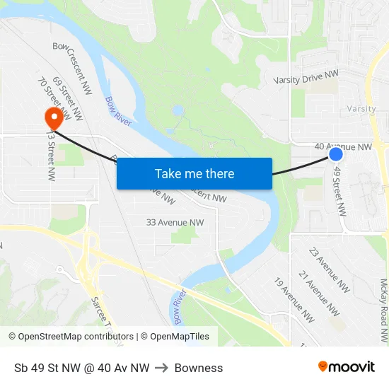 Sb 49 St NW @ 40 Av NW to Bowness map