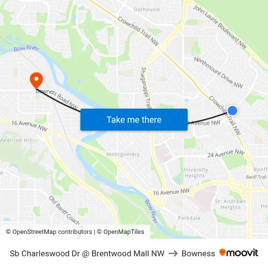 Sb Charleswood Dr @ Brentwood Mall NW to Bowness map