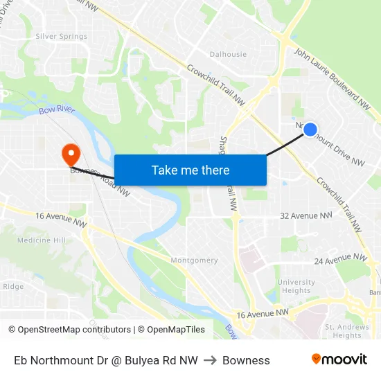 Eb Northmount Dr @ Bulyea Rd NW to Bowness map