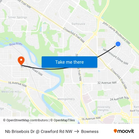 Nb Brisebois Dr @ Crawford Rd NW to Bowness map