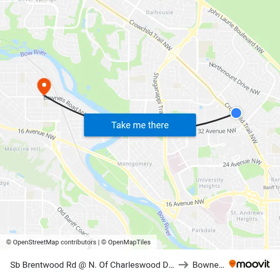 Sb Brentwood Rd @ N. Of Charleswood Dr NW to Bowness map