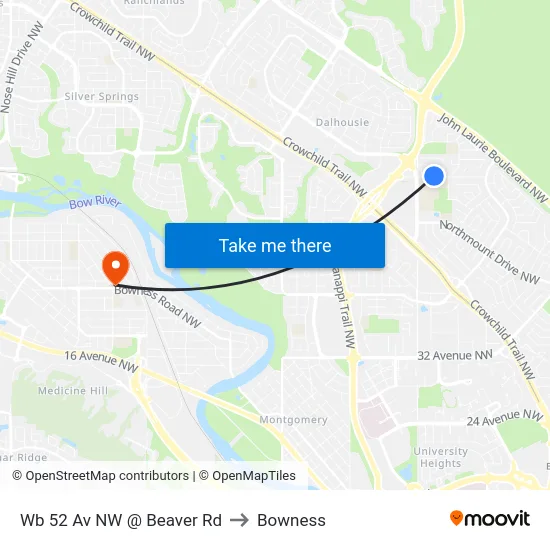Wb 52 Av NW @ Beaver Rd to Bowness map