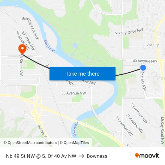 Nb 49 St NW @ S. Of 40 Av NW to Bowness map