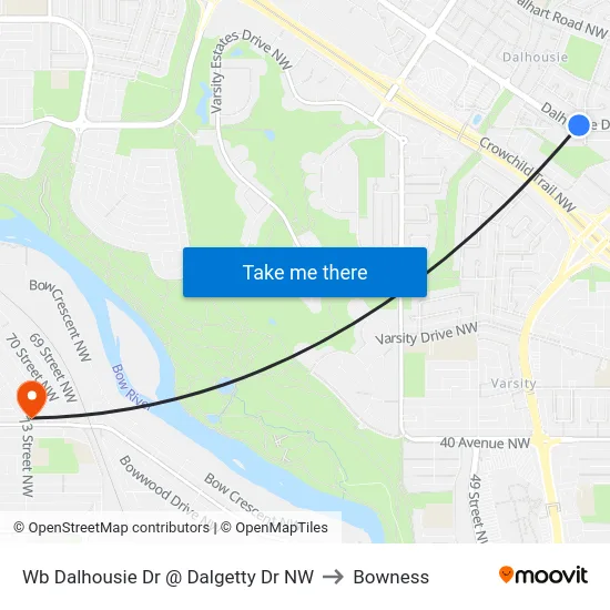 Wb Dalhousie Dr @ Dalgetty Dr NW to Bowness map