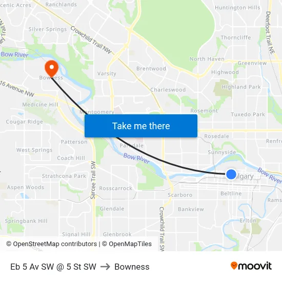 Eb 5 Av SW @ 5 St SW to Bowness map