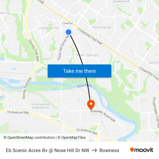 Eb Scenic Acres Bv @ Nose Hill Dr NW to Bowness map