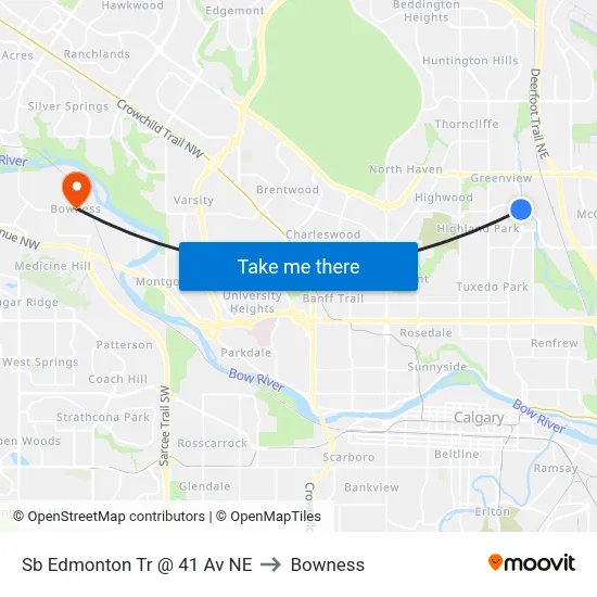 Sb Edmonton Tr @ 41 Av NE to Bowness map