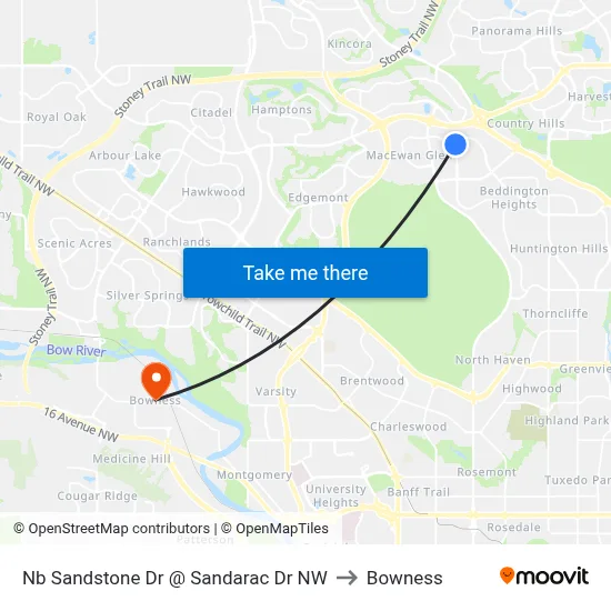 Nb Sandstone Dr @ Sandarac Dr NW to Bowness map
