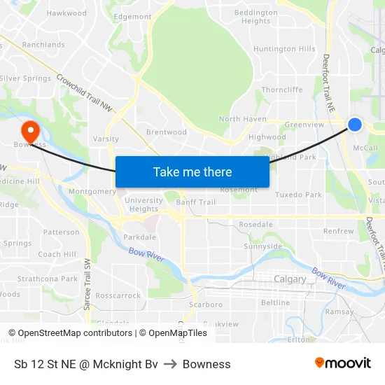 Sb 12 St NE @ Mcknight Bv to Bowness map