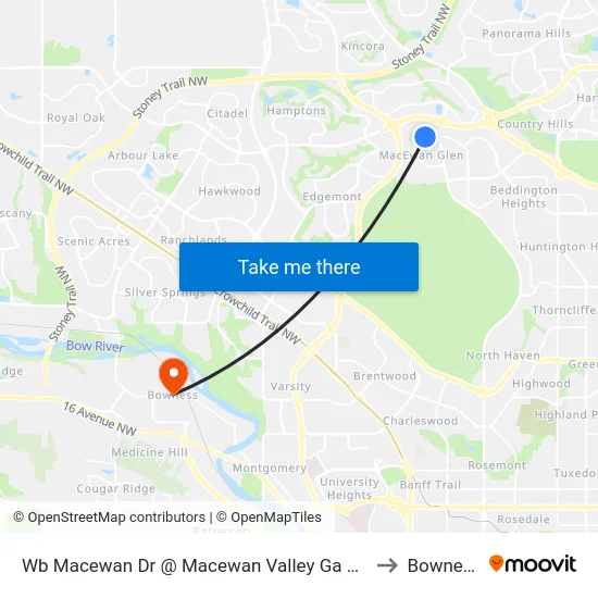 Wb Macewan Dr @ Macewan Valley Ga NW to Bowness map