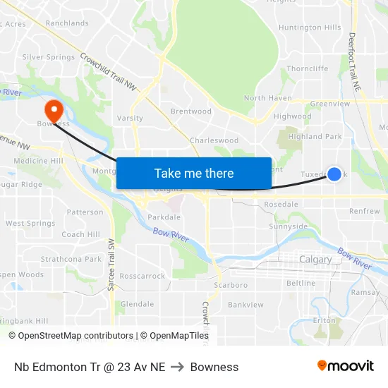 Nb Edmonton Tr @ 23 Av NE to Bowness map