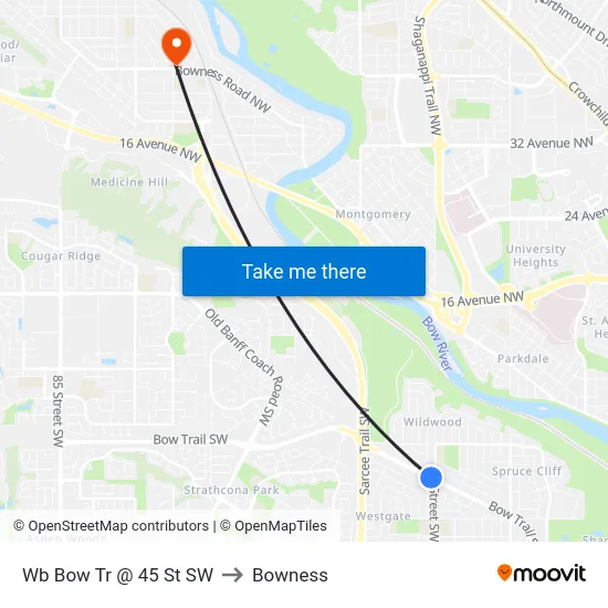 Wb Bow Tr @ 45 St SW to Bowness map