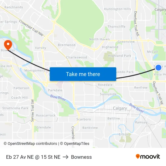 Eb 27 Av NE @ 15 St NE to Bowness map