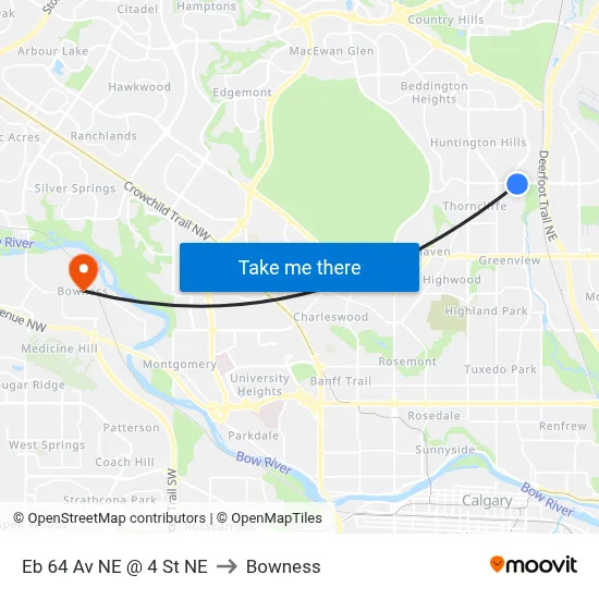 Eb 64 Av NE @ 4 St NE to Bowness map